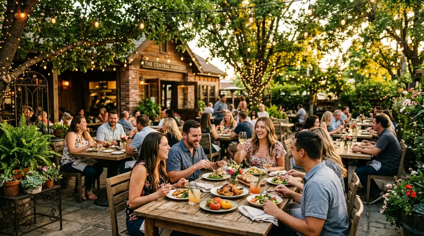 Outdoor dining at a local restaurant
