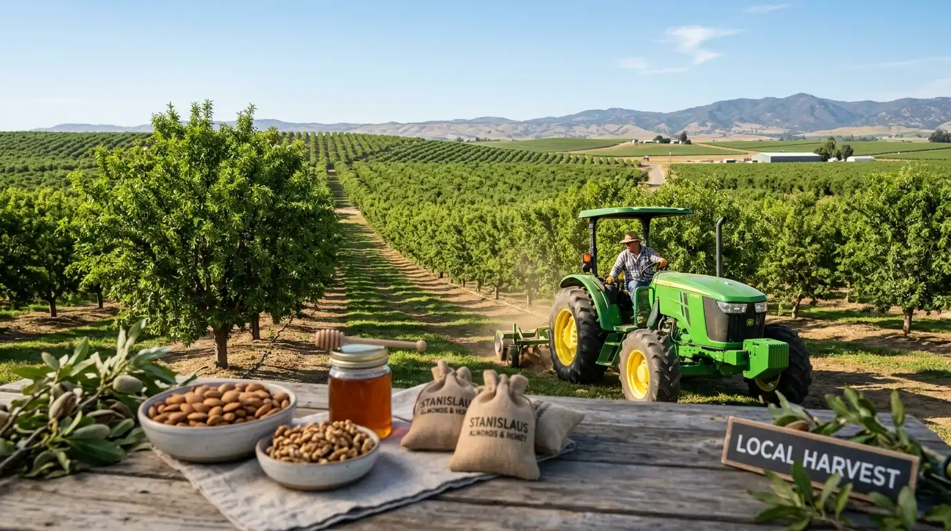 Tractor_harvesting_in_almond
